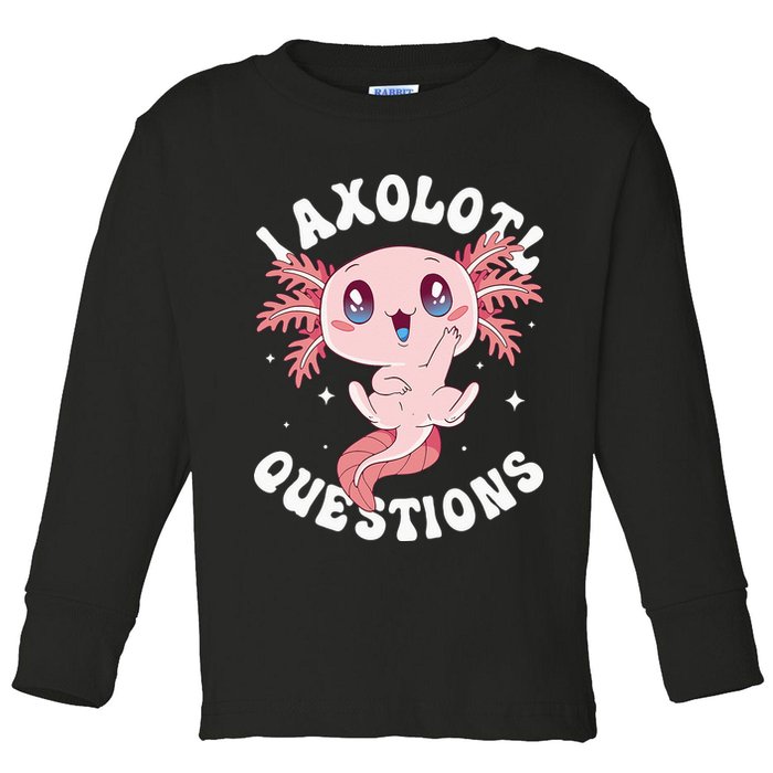 Kawaii I Axolotl Questions Funny Axolotl Lover Cute Axolotl Toddler Long Sleeve Shirt