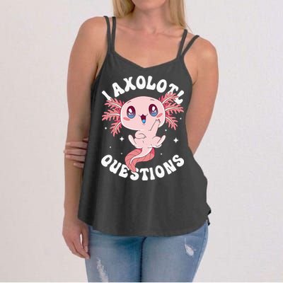 Kawaii I Axolotl Questions Funny Axolotl Lover Cute Axolotl Women's Strappy Tank