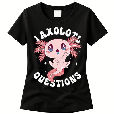 Kawaii I Axolotl Questions Funny Axolotl Lover Cute Axolotl Womens T-Shirt