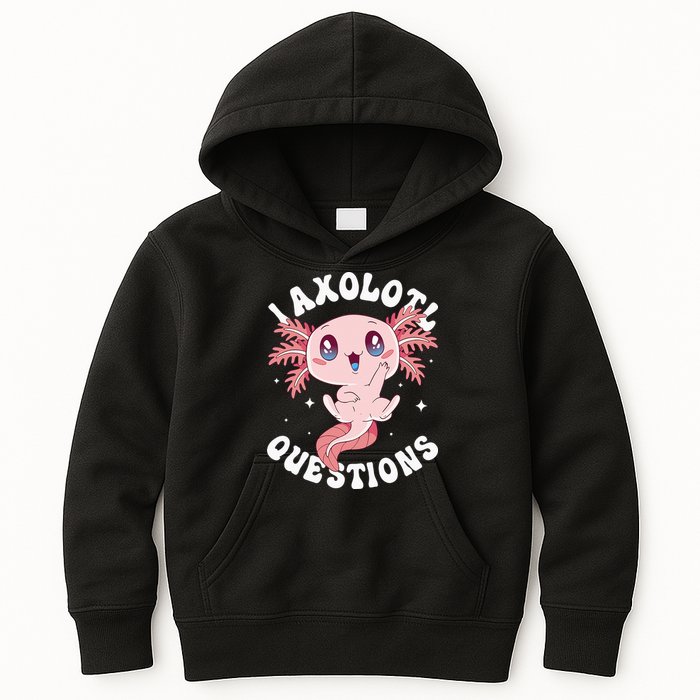 Kawaii I Axolotl Questions Funny Axolotl Lover Cute Axolotl Kids Hoodie
