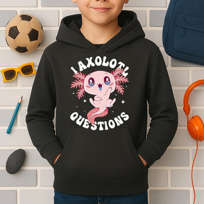 Kawaii I Axolotl Questions Funny Axolotl Lover Cute Axolotl Kids Hoodie