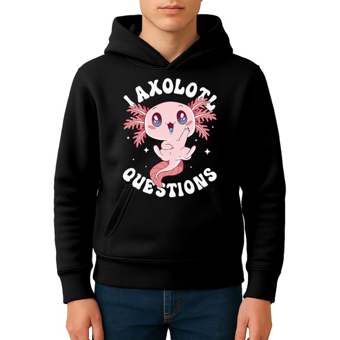 Kawaii I Axolotl Questions Funny Axolotl Lover Cute Axolotl Kids Hoodie