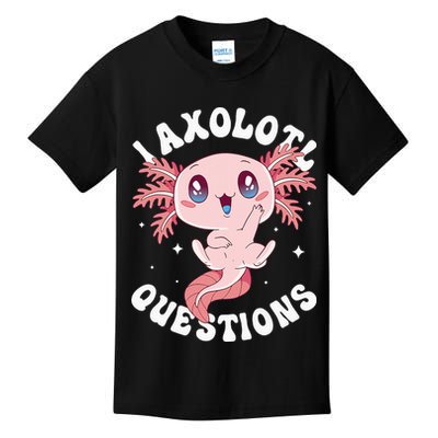 Kawaii I Axolotl Questions Funny Axolotl Lover Cute Axolotl Kids T-Shirt