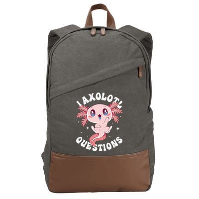 Kawaii I Axolotl Questions Funny Axolotl Lover Cute Axolotl Cotton Canvas Backpack