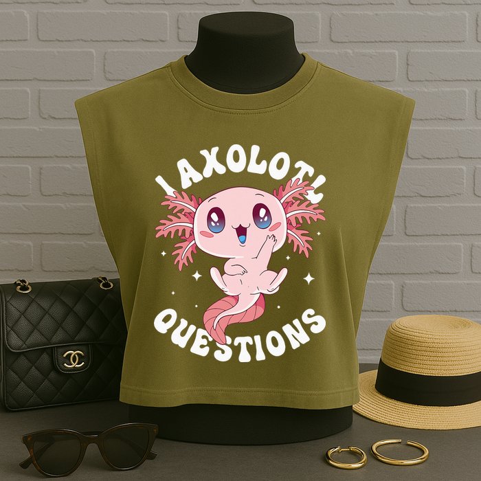 Kawaii I Axolotl Questions Funny Axolotl Lover Cute Axolotl Garment-Dyed Women's Muscle Tee