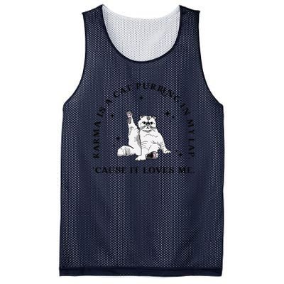 Karma Is A Cat Purring In My Lap Cause It Loves Me Gift Mesh Reversible Basketball Jersey Tank