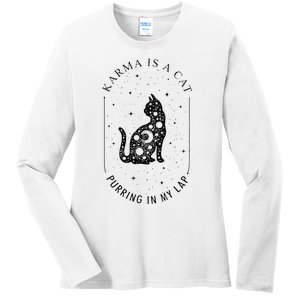 Karma Is A Cat Purring In My Lap Ladies Long Sleeve Shirt