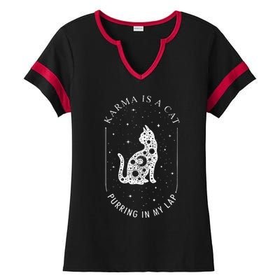 Karma Is A Cat Purring In My Lap Ladies Halftime Notch Neck Tee