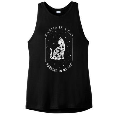 Karma Is A Cat Purring In My Lap Ladies PosiCharge Tri-Blend Wicking Tank