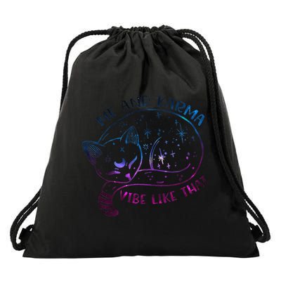 Karma Is A Cat Funny Cat Lazy Cat Gift Drawstring Bag