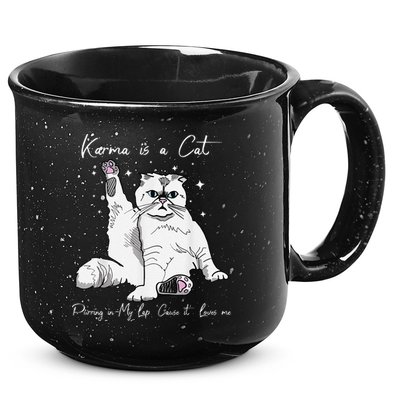 Karma Is A Cat Purring In My Lap Cause It Loves Me Cat Lover 15oz Campfire Ceramic Mug