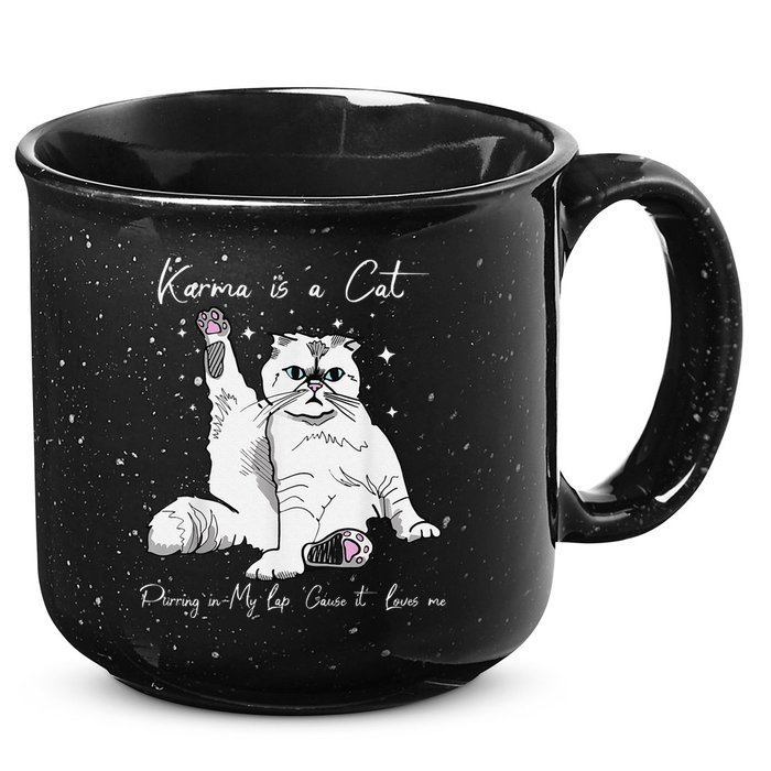 Karma Is A Cat Purring In My Lap Cause It Loves Me Cat Lover 15oz Campfire Ceramic Mug