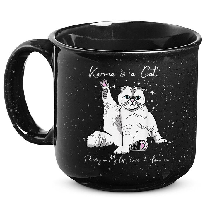 Karma Is A Cat Purring In My Lap Cause It Loves Me Cat Lover 15oz Campfire Ceramic Mug