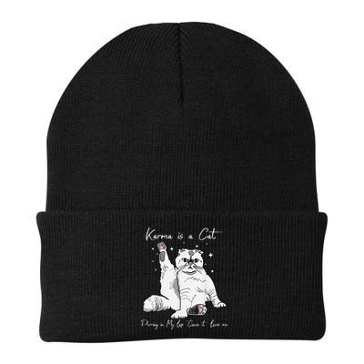 Karma Is A Cat Purring In My Lap Cause It Loves Me Cat Lover Beanie