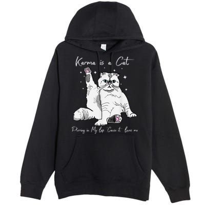 Karma Is A Cat Purring In My Lap Cause It Loves Me Cat Lover Premium Pullover Hoodie