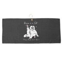 Karma Is A Cat Purring In My Lap Cause It Loves Me Cat Lover Large Microfiber Waffle Golf Towel