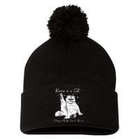 Karma Is A Cat Purring In My Lap Cause It Loves Me Cat Lover Pom Pom 12in Knit Beanie