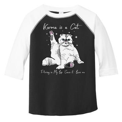 Karma Is A Cat Purring In My Lap Cause It Loves Me Cat Lover Toddler Fine Jersey T-Shirt