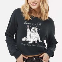 Karma Is A Cat Purring In My Lap Cause It Loves Me Cat Lover Cropped Pullover Crew