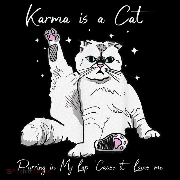 Karma Is A Cat Purring In My Lap Cause It Loves Me Cat Lover Short Acrylic Beanie
