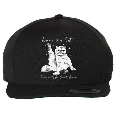 Karma Is A Cat Purring In My Lap Cause It Loves Me Cat Lover Wool Snapback Cap