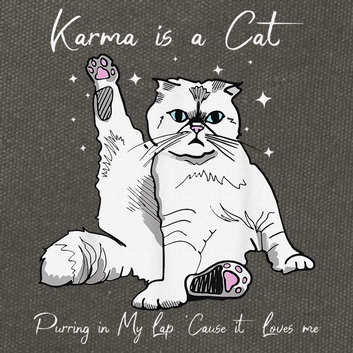 Karma Is A Cat Purring In My Lap Cause It Loves Me Cat Lover Cotton Canvas Backpack