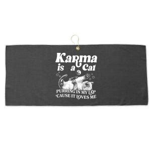 Karma Is A Cat Purring In My Lap Cause It Loves Me Large Microfiber Waffle Golf Towel