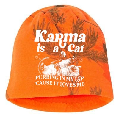 Karma Is A Cat Purring In My Lap Cause It Loves Me Kati - Camo Knit Beanie