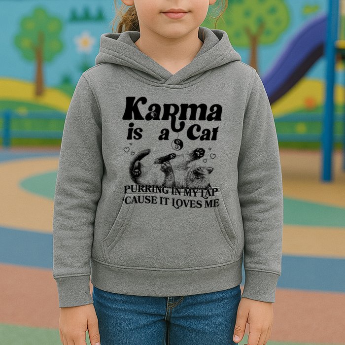 Karma Is A Cat Purring In My Lap Cause It Loves Me Kids Hoodie
