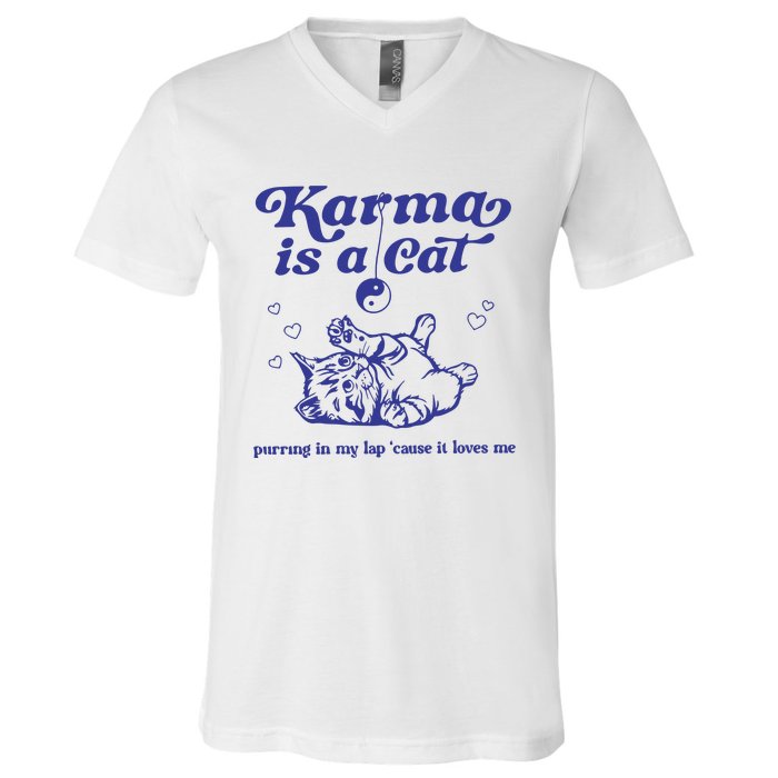 Karma Is A Cat V-Neck T-Shirt