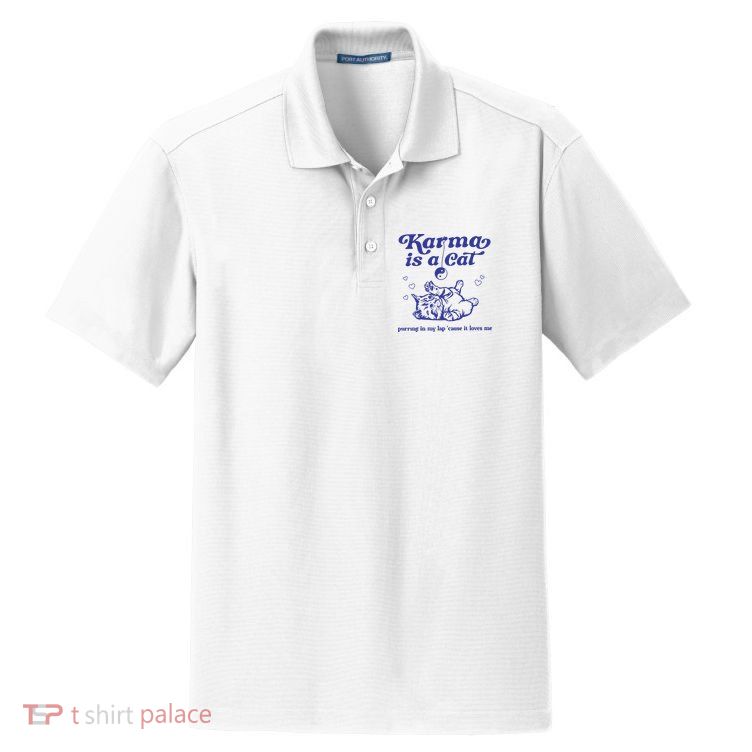 Karma Is A Cat Dry Zone Grid Polo