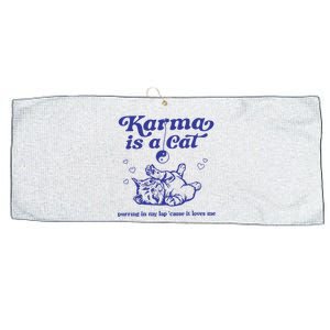 Karma Is A Cat Large Microfiber Waffle Golf Towel