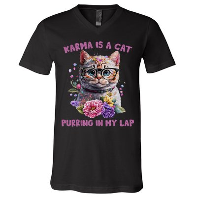 Karma Is A Cat Purring In My Lap V-Neck T-Shirt