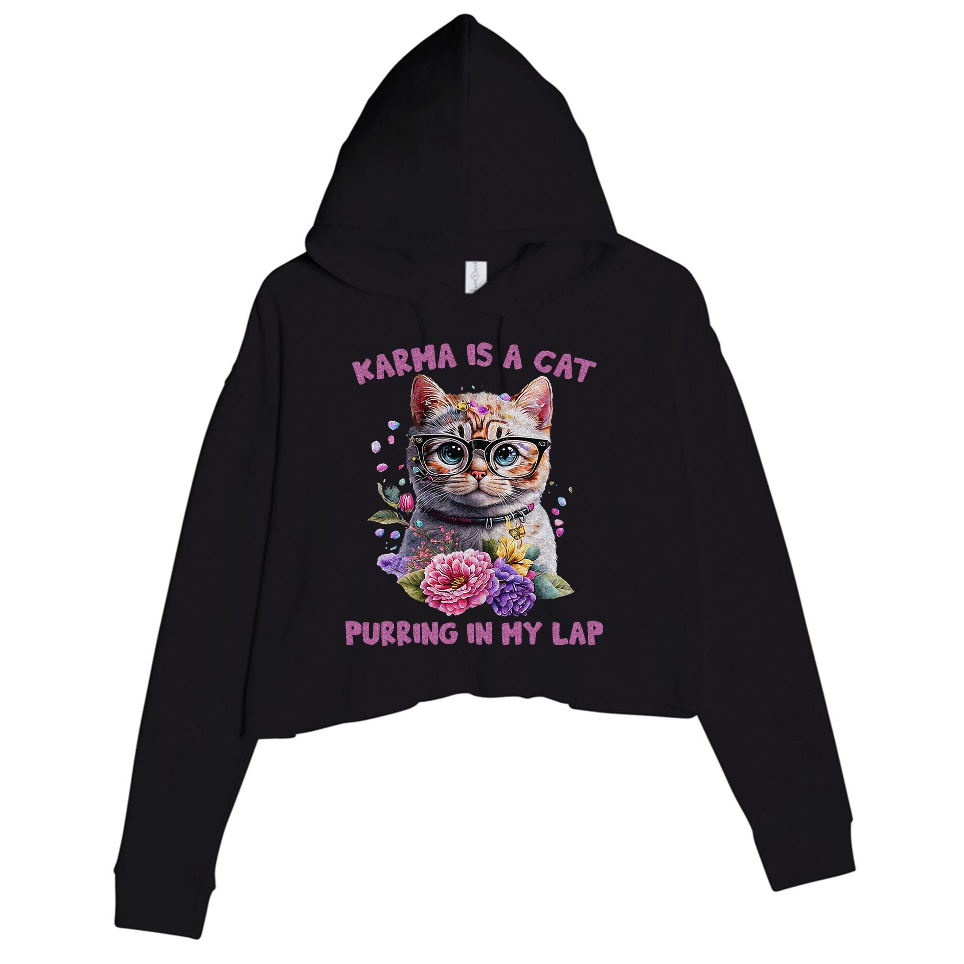 Karma Is A Cat Purring In My Lap Crop Fleece Hoodie