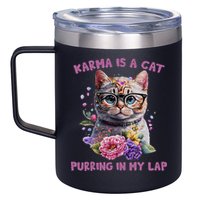 Karma Is A Cat Purring In My Lap 12oz Stainless Steel Coffee Mug
