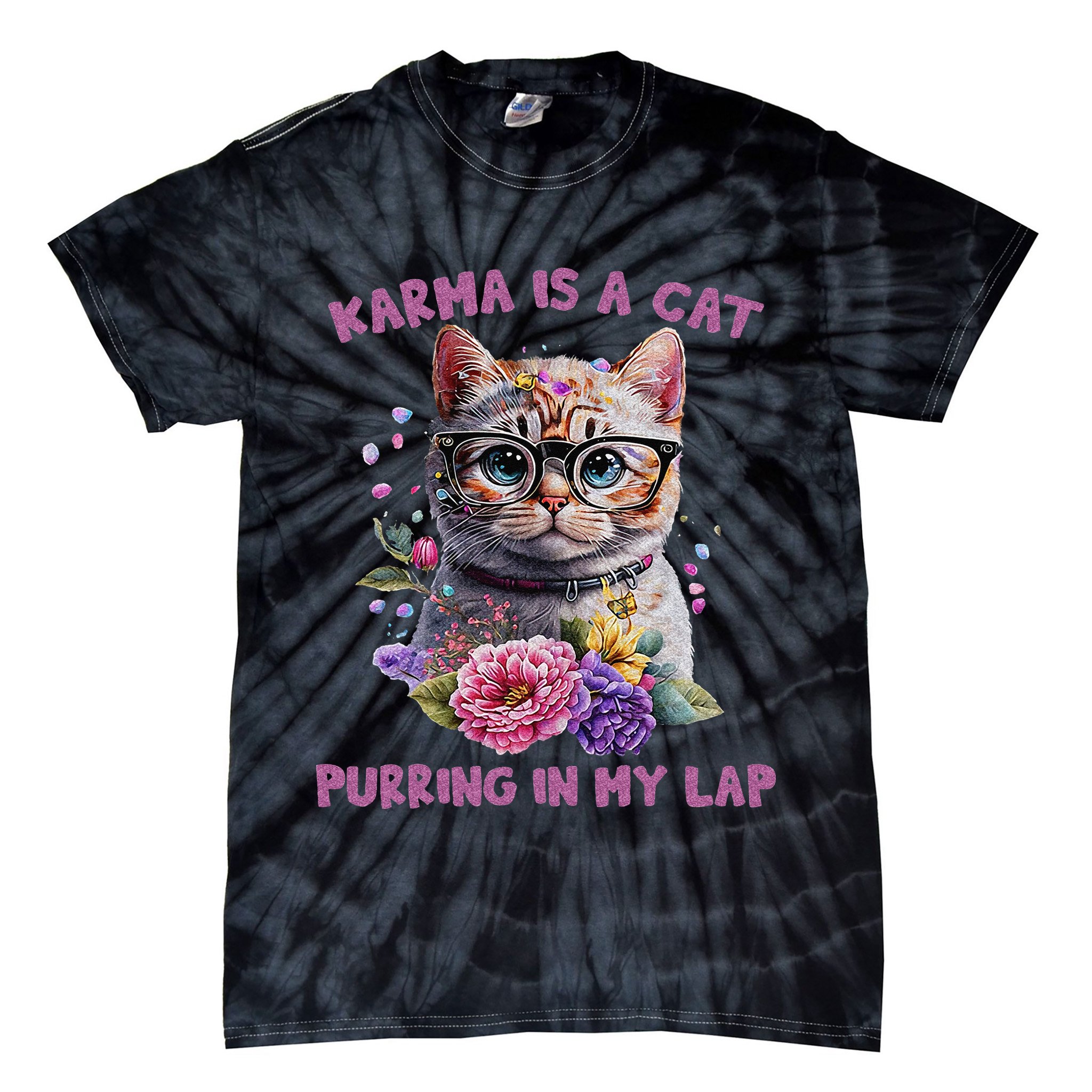 Karma Is A Cat Purring In My Lap Tie-Dye T-Shirt