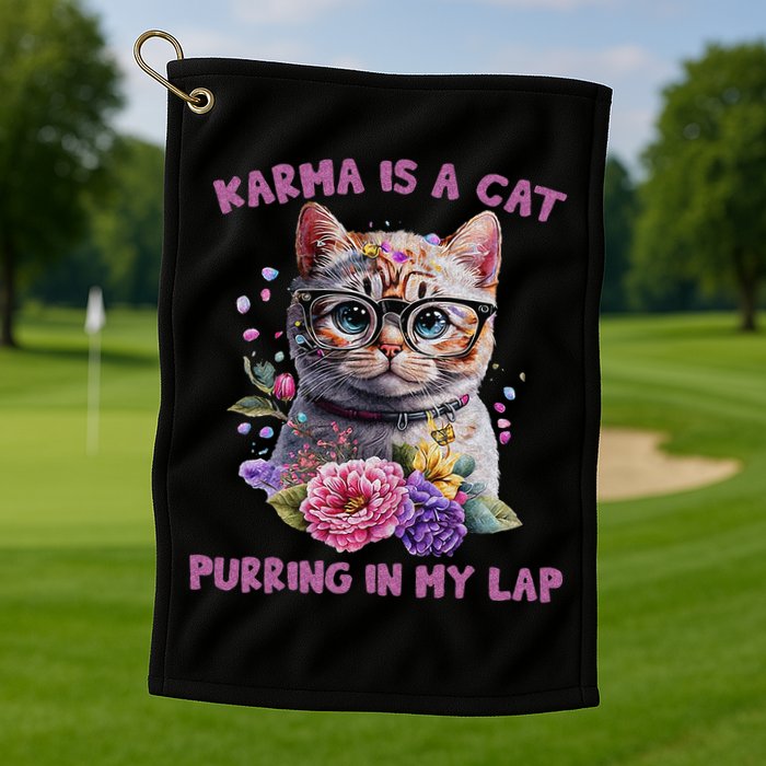 Karma Is A Cat Purring In My Lap Golf Towel