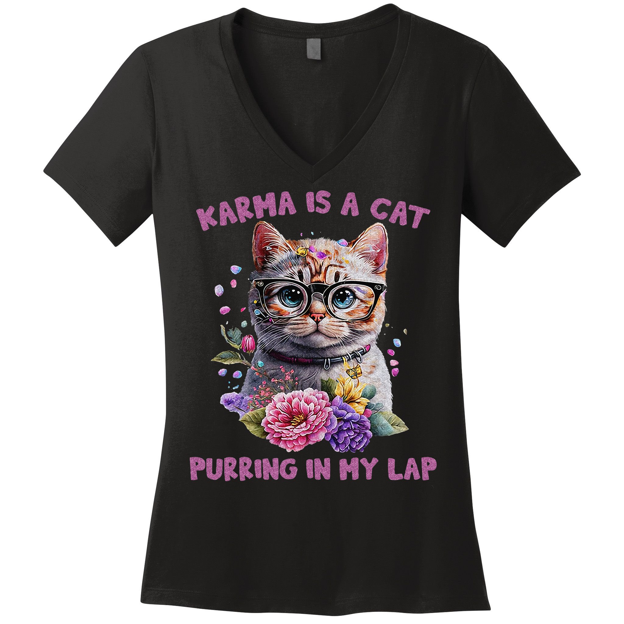 Karma Is A Cat Purring In My Lap Women's V-Neck T-Shirt