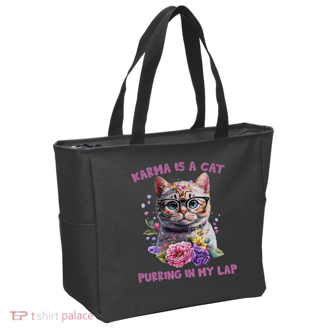 Karma Is A Cat Purring In My Lap Zip Tote Bag