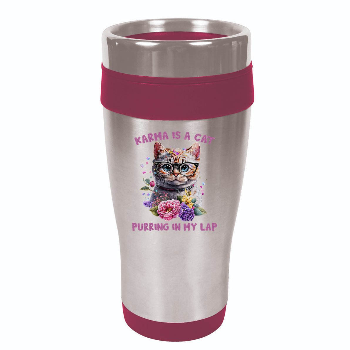 Karma Is A Cat Purring In My Lap 16oz Travel Tumbler