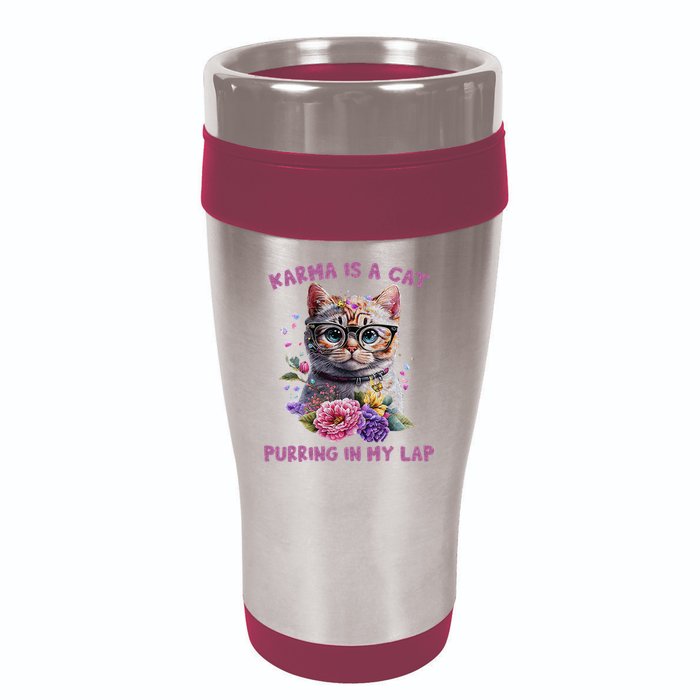 Karma Is A Cat Purring In My Lap 16oz Travel Tumbler