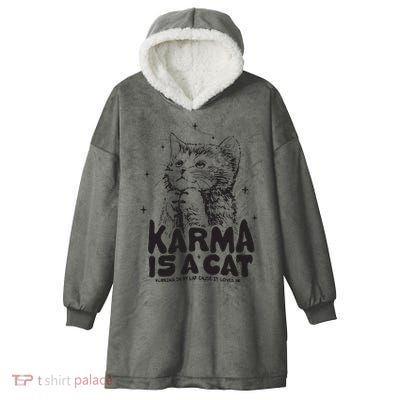 Karma Is A Cat Shirts Taylor Eras Cat Lover Hooded Wearable Blanket