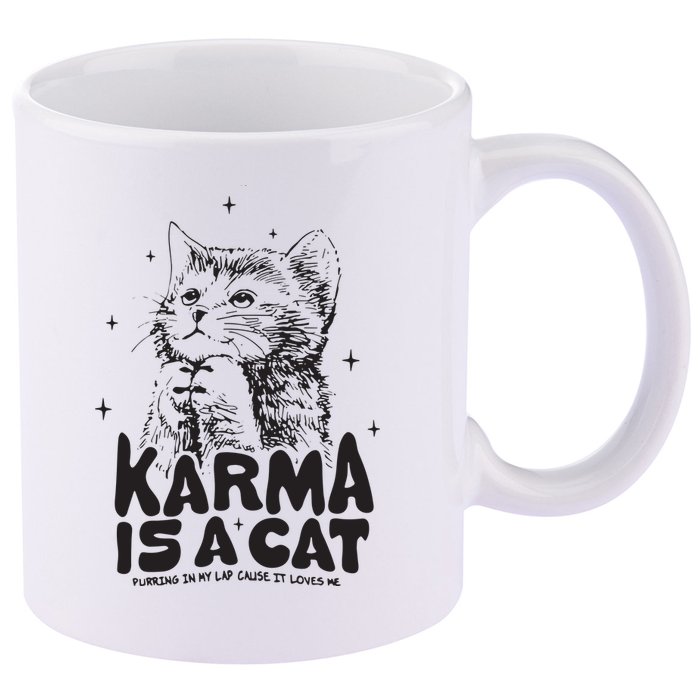 Karma Is A Cat Shirts Taylor Eras Cat Lover 11oz C Handle Ceramic Mug