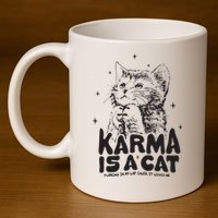 Karma Is A Cat Shirts Taylor Eras Cat Lover 11oz C Handle Ceramic Mug