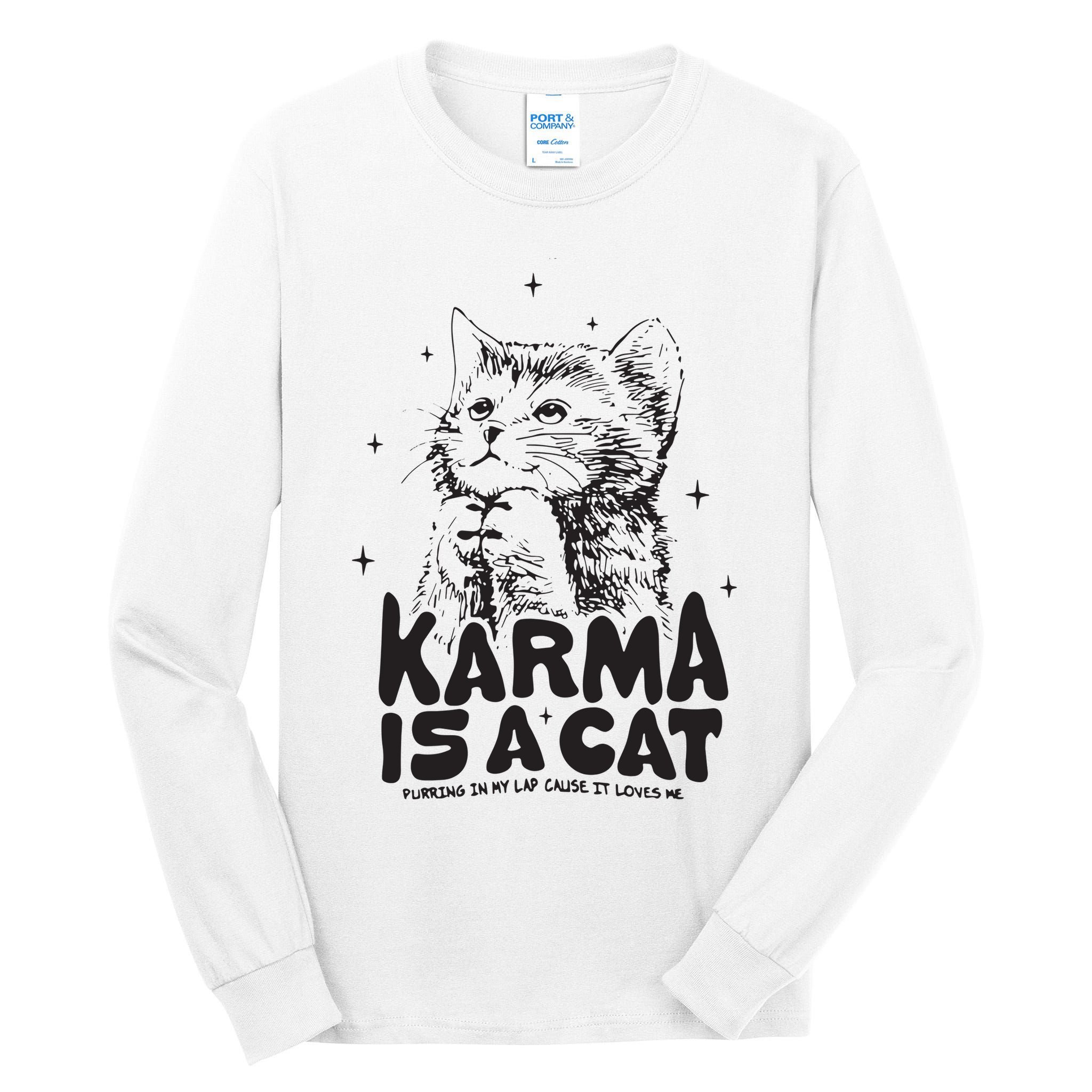 Karma Is A Cat Shirts Taylor Eras Cat Lover Tall Long Sleeve T-Shirt