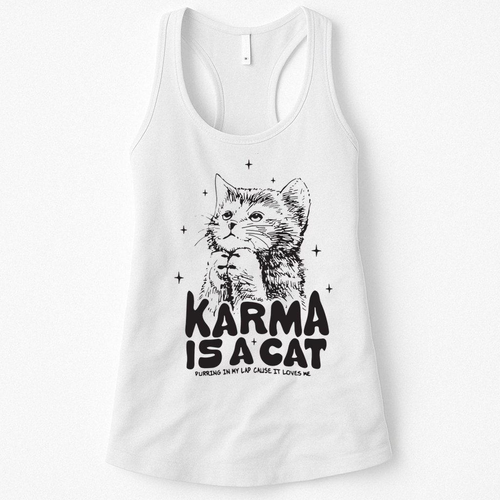 Karma Is A Cat Shirts Taylor Eras Cat Lover Womens Tank Top