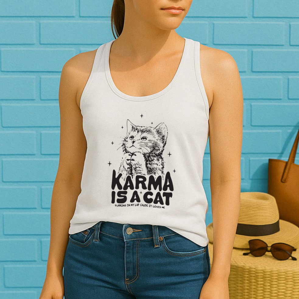 Karma Is A Cat Shirts Taylor Eras Cat Lover Womens Tank Top