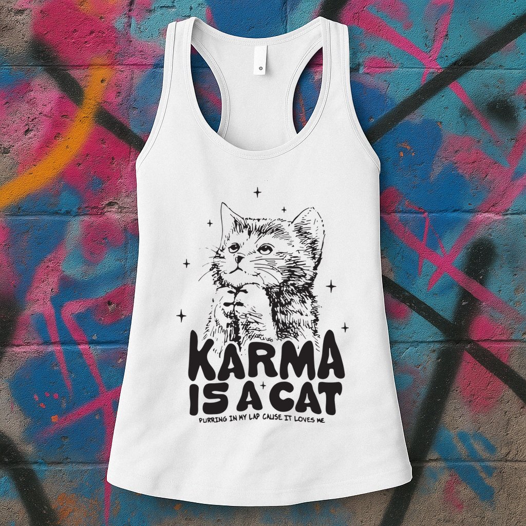 Karma Is A Cat Shirts Taylor Eras Cat Lover Womens Tank Top
