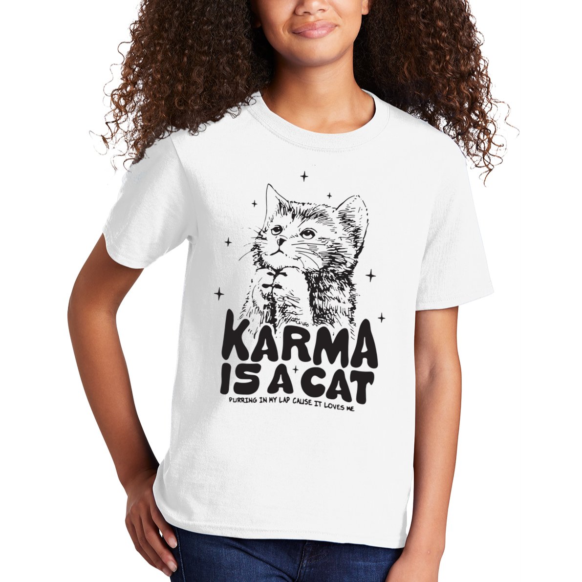 Karma Is A Cat Shirts Taylor Eras Cat Lover Kids T-Shirt