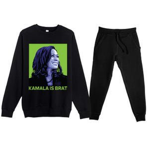 Kamala Is Brat Funny Sarcastic Premium Crewneck Sweatsuit Set